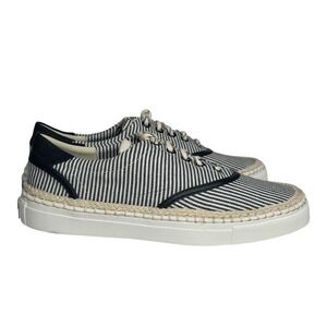 NEW Kate Spade 7 Navy White Striped Espadrille Boat Party Canvas Nautical Shoes